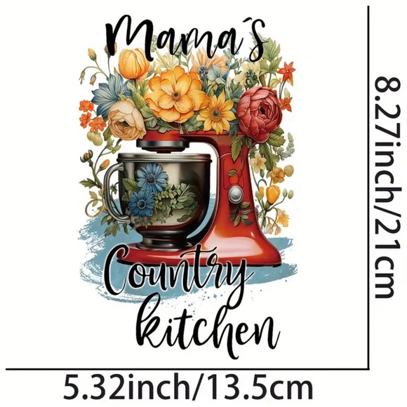 Mom’s Floral Kitchen Mixer Large Iron-On Transfer - Picture 2 of 4